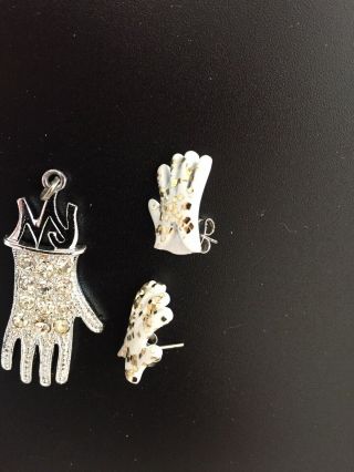 Vintage Michael Jackson Sud Earrings White Glove &pendant Hand 1980’s
