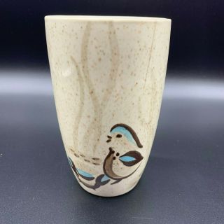 Vtg Red Wing Bob White Birds Turquoise Brown Flecked 4 7/8 " Tumbler Glass - A