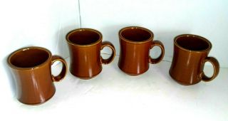 Vintage Set Of 4 Delco Atlantic China Brown Coffee Mugs Cups Restaurant Ware