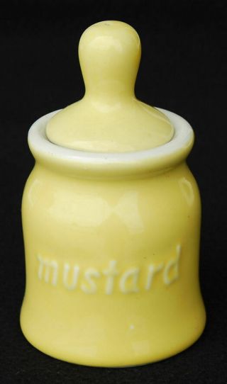 Vintage Hall China Lidded Mustard Condiment Jar Marked 262 - Yellow & White