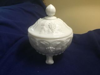 Westmoreland Paneled Grape Round Covered Footed Candy Dish