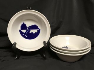 Vtg Noritake Fruitful Primastone Blue Soup Cereal Bowls Set Of 4 Mid Century