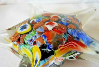 Murano Glass Starfish Paperweight,  Gold Aventurine & Millefiori Canes 5