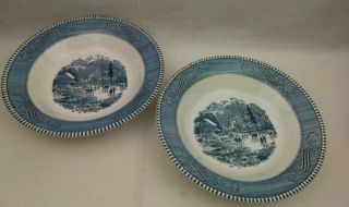 Currier And Ives Early Winter Rimmed Soup Bowl Set Of Two