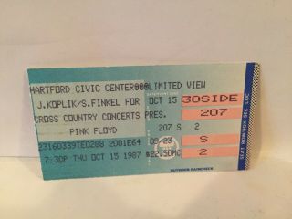 Pink Floyd Concert Ticket Stub 10 - 15 - 1987 Hartford