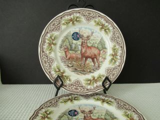 Royal Stafford Homeland Harvest Brown Elk/deer Set Of 2 (11 ") Dinner Plates