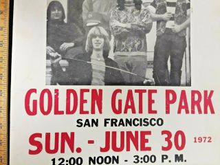 1972 GRATEFUL DEAD w/ JEFFERSON AIRPLANE GOLDEN GATE PARK POSTER 22 inches long 3