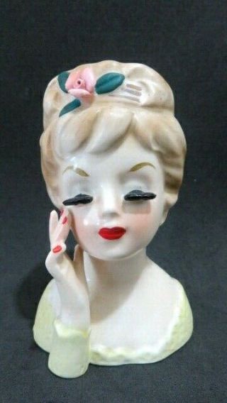 Vtg Inarco Lady Head Vase Small 3.  5 " T E480 Cleve Ohio 1963 Missing Earrings