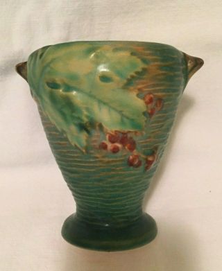 Vintage Roseville Pottery Bushberry Green Vase 4 " U.  S.  A.