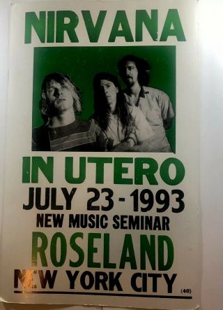 Nirvana Concert Poster 1993 “in Utero " York City 14x22 Board Thick