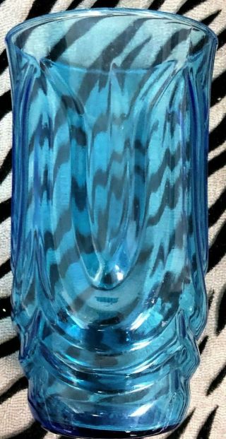 2 Anchor Hocking Colonial Tulip Laser Blue Flat Tumblers 5 & 1/8 In.