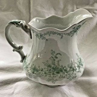 Vintage Alfred Meakin Coniston Porcelain Pitcher Green Floral Pattern
