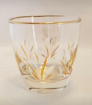 Vintage Libbey Wheat Print Juice Or Cocktail Glasses,  Gold Rim,  Set Of 6