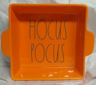 Rae Dunn Halloween Orange L/l " Hocus Pocus " Baking Dish Rare Htf