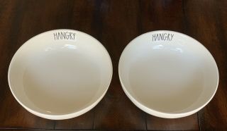 Rae Dunn – Hangry Pasta Salad Serving Dinner Bowls - Set Of 2 White Ceramic