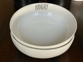 Rae Dunn – HANGRY Pasta Salad Serving Dinner Bowls - Set of 2 White Ceramic 2