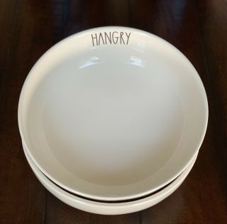 Rae Dunn – HANGRY Pasta Salad Serving Dinner Bowls - Set of 2 White Ceramic 3