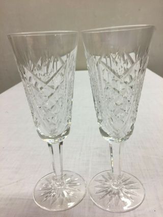 Waterford Cut Irish Crystal Champagne Flutes 7 1/4 " Signed