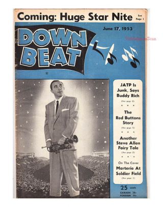 Down Beat 1953 Artie Shaw Red Buttons Barney Kessel Buddy Rich Hi Fi Section
