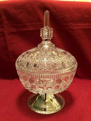 Daisy And Button Glassware Candy Jar With Silver Plate Base