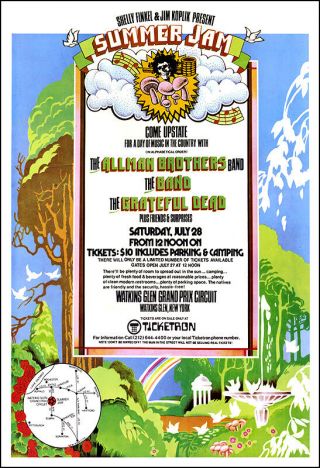 Grateful Dead Allman Brothers The Band 1973 Watkins Glen Concert Poster