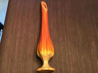 Vintage Opaque Orange Mid Century Modern Slag Swung Glass Vase 14 1/4”