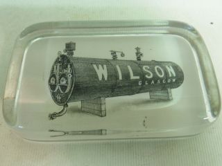 Antique Glass Advertising Paperweight,  William Wilson & Co,  Boiler Glasgow