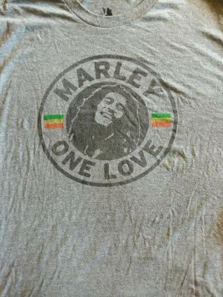 Bob Marley One Love Circle Logo Grey T Shirt Size L