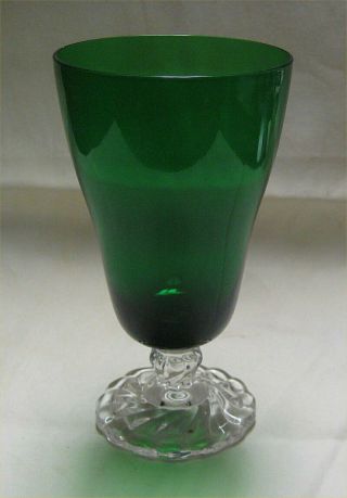 Fostoria Crystal W Empire Green Colonial Dame Elegant Pressed Glass Water Goblet