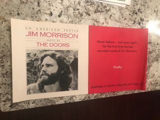 1978 An American Prayer Jim Morrison & The Doors Advertising Promo Poster 24x12