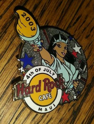 Hard Rock Cafe Hrc Maui Hawaii 4th Of July Liberty Girl Collectible Pin /le