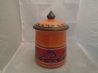 Tabletops Gallery Hopi Covered Canister 6.  75 In.  To Top Of Jar Rim Sugar Size