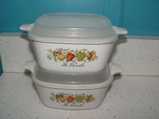 2 Vtg Corning Ware Small Casserole Dish P - 43 - 5 Spice Of Life With Lids Le Persil