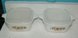 2 VTG CORNING WARE SMALL CASSEROLE DISH P - 43 - 5 SPICE OF LIFE WITH LIDS LE PERSIL 3