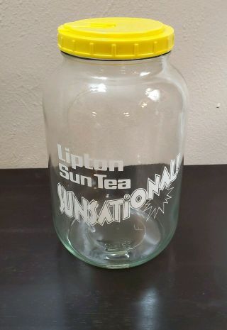 Sun Tea Jar Vintage Sunsational Gallon Glass Jar/jug With Yellow Lid