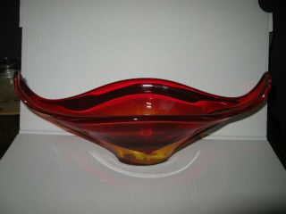 Vintage Murano Red & Yellow Art Glass Bowl/dish