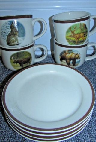 National Wildlife Federation American Wilderness Dinnerware Cup And Saucer Set 4