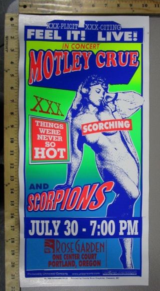 1999 Rock Concert Poster Motley Crue Scorpions Mark Arminski Portland Oregon