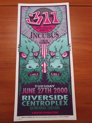 2000 Rock Concert Poster 311 Incubus Mark Arminski Signed