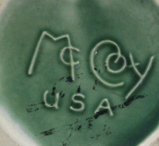 Vintage McCoy Art Pottery Large Green Greek Key & Dots Flower Pot Planter Vase 5