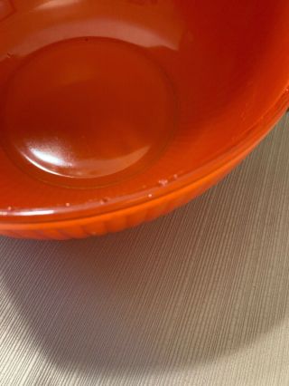 Anchor Hocking Glass Ribbed Bowl Leftover Dish & Lid Orange Red Vintage 9” HTF 3