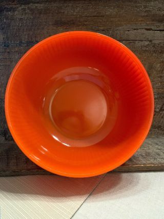 Anchor Hocking Glass Ribbed Bowl Leftover Dish & Lid Orange Red Vintage 9” HTF 4