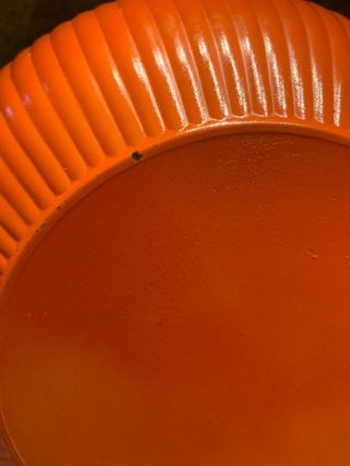 Anchor Hocking Glass Ribbed Bowl Leftover Dish & Lid Orange Red Vintage 9” HTF 5