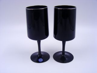 Lenox Venture Black Platinum Crystal Water Wine Glass 7 " Tall 10 Oz.  Pair