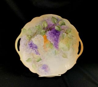 Antique Limoges Hand Painted Gilt Wisteria Porcelain Dessert Plate 10 3/4 "