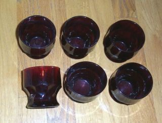 Set Of 6 Vintage Georgian Ruby Red Glass Tumblers Juice Glasses 4 Oz. ,  Ec