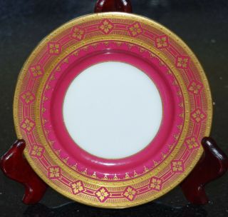 4 Vintage Minton Bread And Butter Plates Made For Tiffany & Co Fuschia Pink Gold