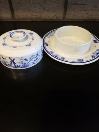 Delft Blue Butter Dish And Cover.  Made For The Netherlands Dairy Bureau 2
