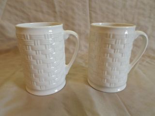 2 Belleek Ireland coffee mugs top of the morning,  Irish roots basketweave clover 6