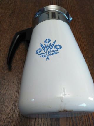 Vintage Corning Ware Blue Cornflower 9 Cup Stove Top Percolator Coffee Pot 4